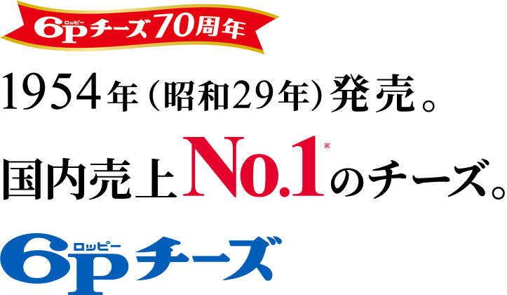 ６Ｐチーズ70周年 1954年（昭和29年）発売。国内売上No.1※のチーズ。６Ｐチーズ